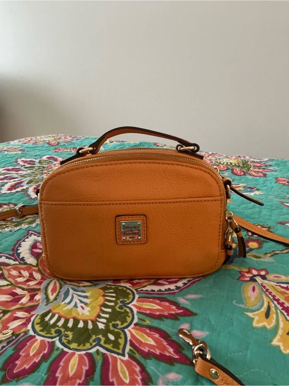 Dooney & Bourke Orange Pebbled Leather Crossbody Satchel